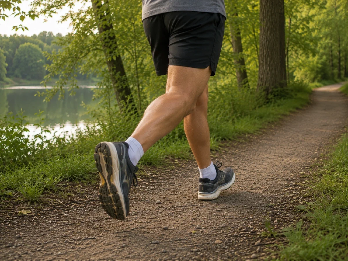 A man running through the forest